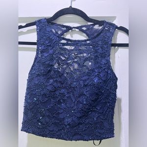 B Darlin sparkle blue crop top